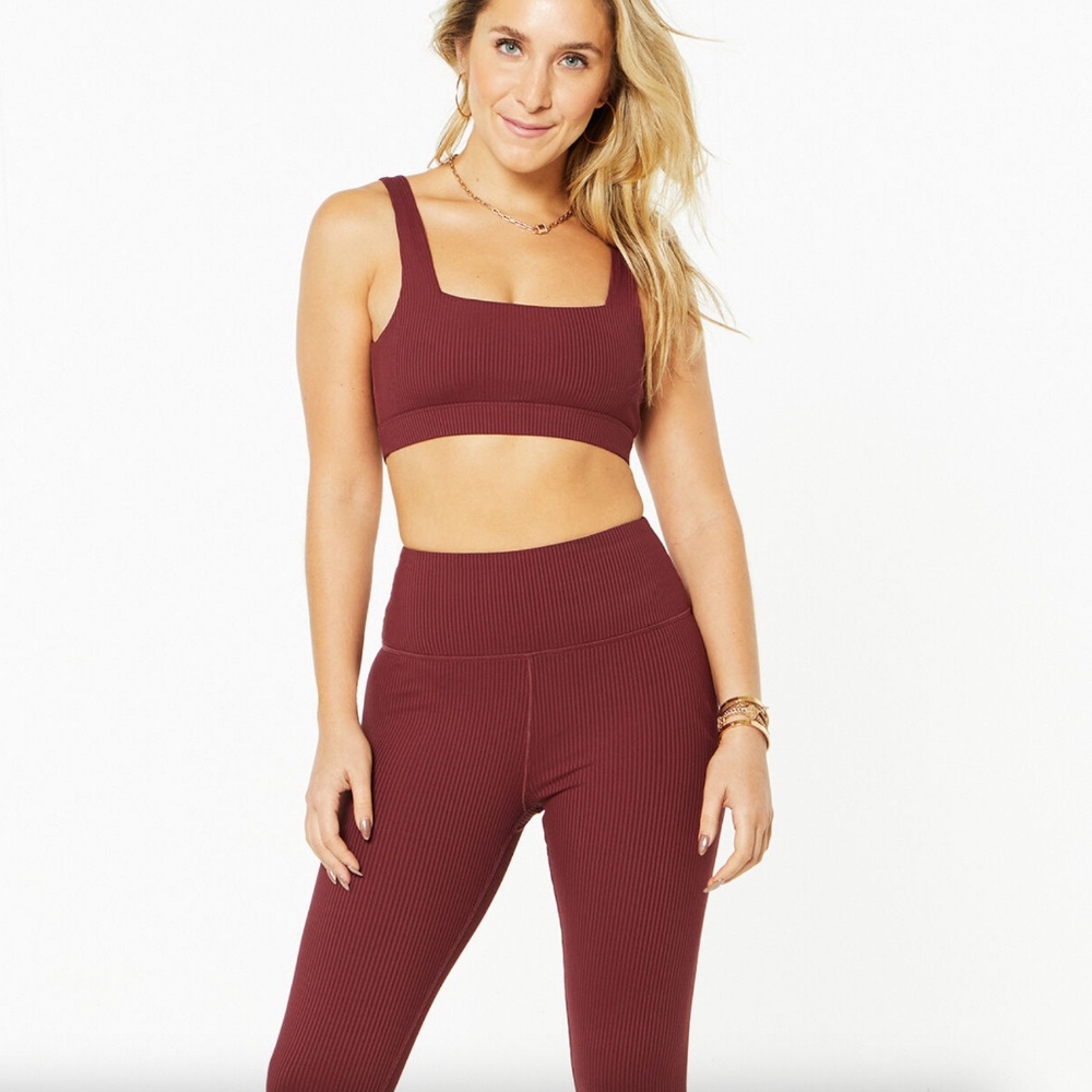 NEW SoulCycle Burgundy Ribbed Set - Picture 2 of 11